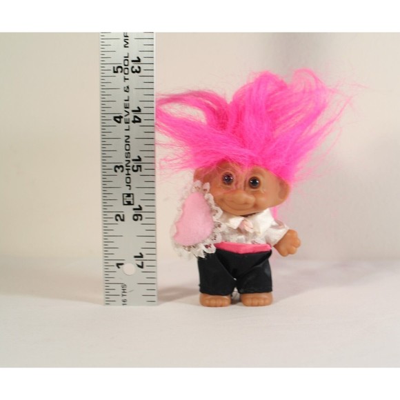 Russ Troll Doll Pink Hair 3" Heart Pillow Tuxedo Tux Formal Ring Bearer Wedding - Picture 7 of 7